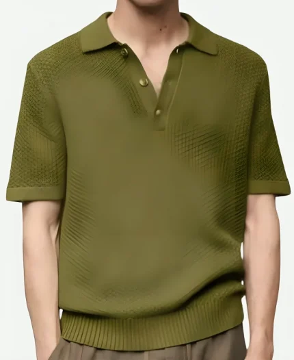 Marian And Tv Series Just Like That Season 03 Mehcad Brooks Green Braided Polo Shirt