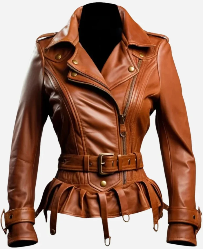 Men’s Asymmetrical Brown Leather Jacket