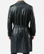 Men’s Shearling Leather Black Trench Coat For Sale