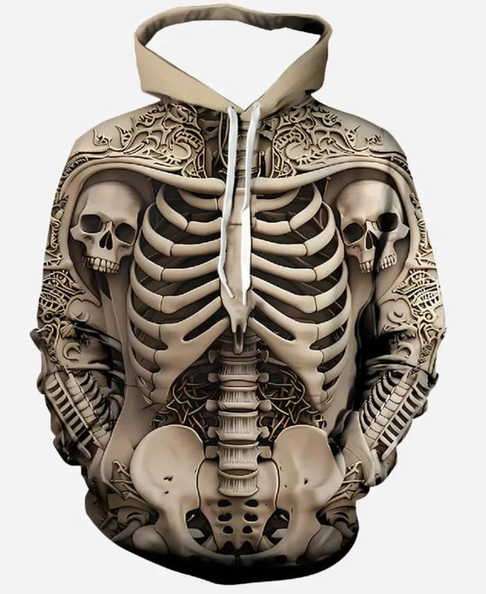 Men's Vintage Sweatshirt 3D Skull Printed Hoodie