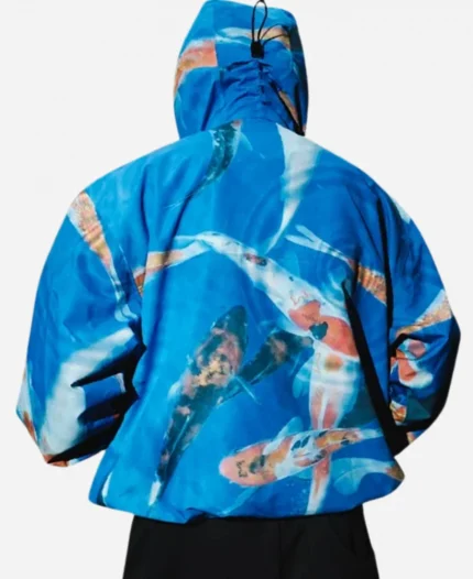 Metra Koi Fish Printed Blue Jacket For Sale