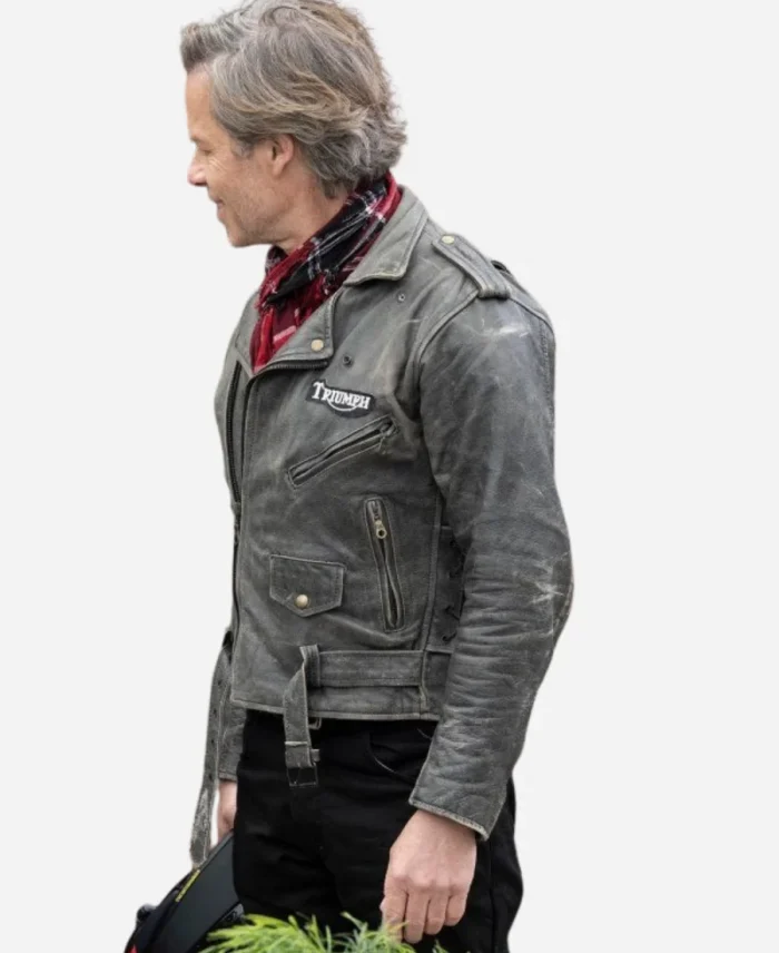 Mike Young TV Series Neighbours Guy Pearce Gray Leather Jacket