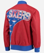 Mitchell & Ness Philadelphia 76ers Hardwood Classics 75th Anniversary Authentic Warmup Full-Snap Red Jacket
