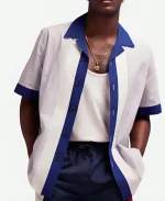 Mohamed El Hachem TOUT POUR LA LUMIÈRE Season 01 Abdellah Boujalal White & Blue Short Sleeve Shirt