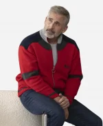 Mountainhead 2025 Steve Carell Red Wool Jacket