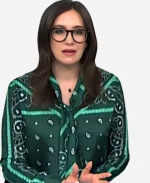 NBC News Daily Savannah Sellers Green Bandana Print Blouse