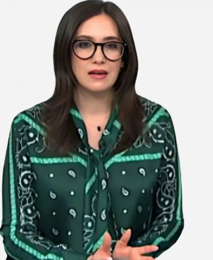 NBC News Daily Savannah Sellers Green Bandana Print Blouse
