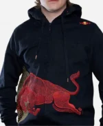 Navy Vintage Red Bull Big Embroidered Logo Racing Hoodie
