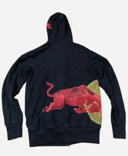 Navy Vintage Red Bull Big Embroidered Logo Racing Hoodie For Sale