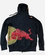 Navy Vintage Red Bull Big Embroidered Logo Racing Hoodie For Unisex