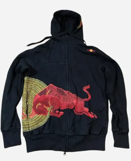 Navy Vintage Red Bull Big Embroidered Logo Racing Hoodie For Unisex