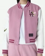 New Era LA Dodgers Floral Pink Varsity Jacket