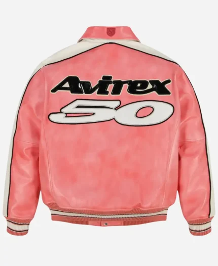 Neymar Hellstar 50th Avirex Leather Pink And White Jacket 