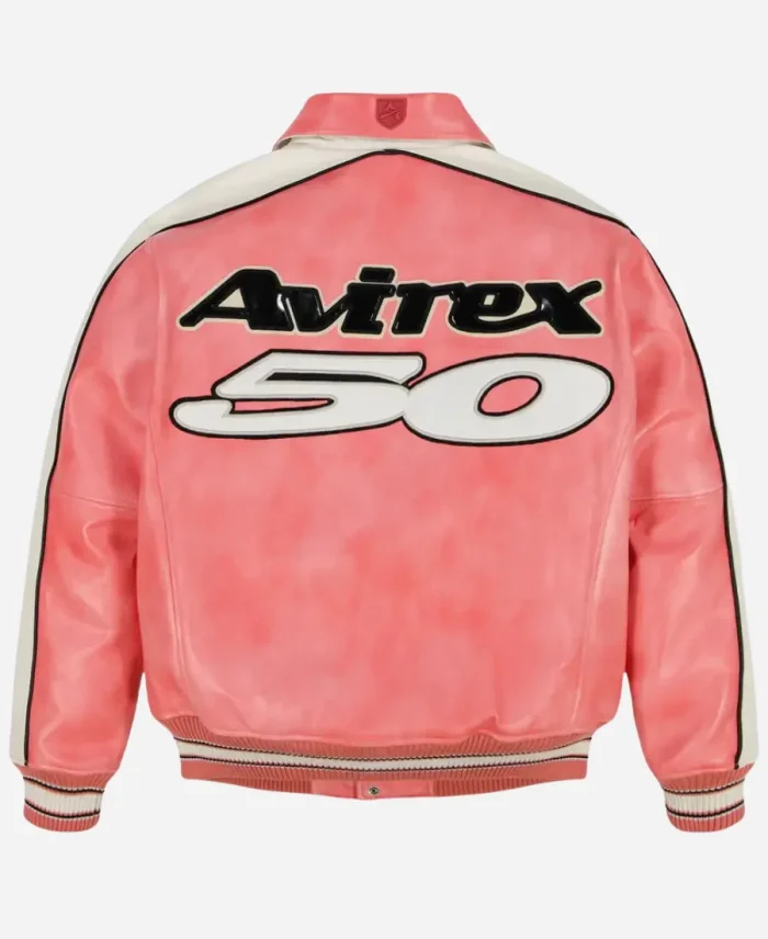 Neymar Hellstar 50th Avirex Leather Pink And White Jacket 