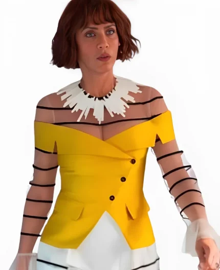 Nicole Ari Parker Tv Series And Just Like That Season 03 Yellow Off Shoulder Sleeveless Jacket