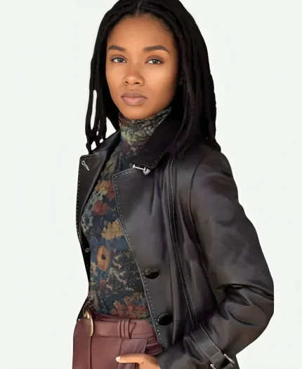 Nona Parker Johnson Law & Order Organized Crime S02 Black Letaher Trench Coat