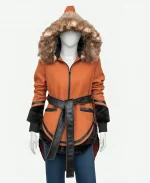 North Of North 2025 Anna Lambe Fur Collar Orange Coat