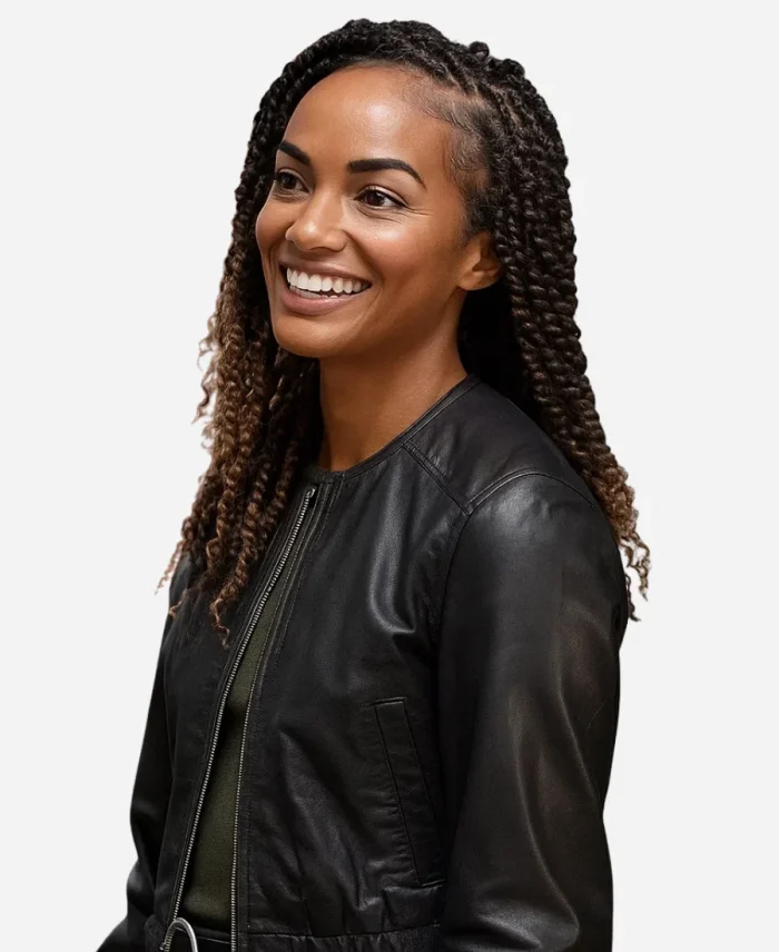 Nyla Harper Tv Series The Rookie Season 07 Mekia Cox Black Leather Jacket
