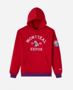 OVO x New Era x MLB Montreal Expos Fleece Red Pullover Hoodie