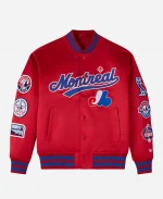 OVO x New Era x MLB Montreal Expos Satin Red Varsity Jacket