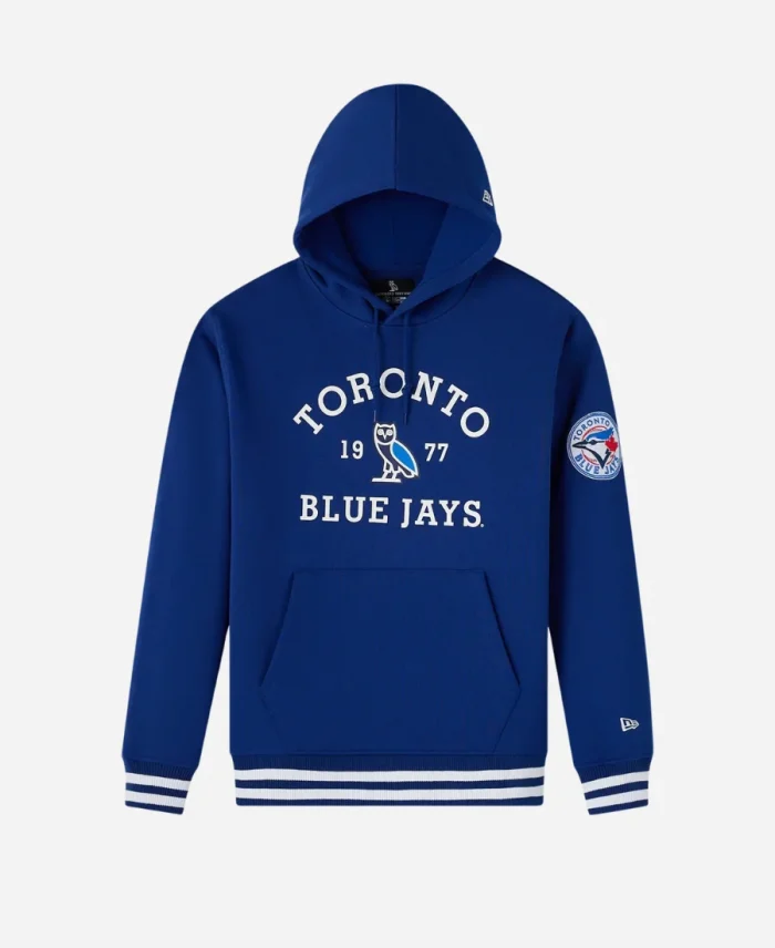 OVO x New Era x MLB Toronto Blue Jays Fleece Blue Pullover Hoodie