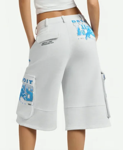 Off Season x NFL Detroit Lions Fleece Grey Cargo Shorts For Women's