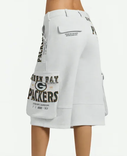 Off Season x NFL Green Bay Packers Gray Fleece Cargo Shorts For Women's