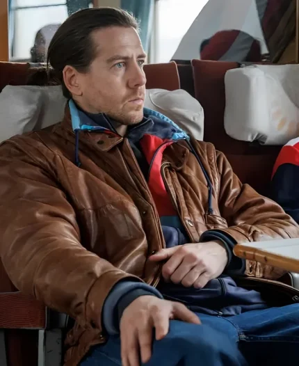 Pål Sverre Hagen Tv Series Blindspår 2025 Magnus Lyng Brown Leather Jacket