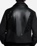  Paris Fashion Show Jay-Z Louis Vuitton Leather Mix Black Track Jacket