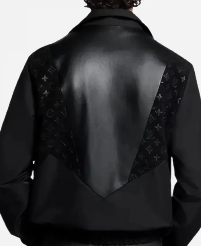  Paris Fashion Show Jay-Z Louis Vuitton Leather Mix Black Track Jacket