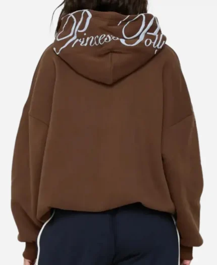 Princess Polly Script Text Graphic Brown Pullover Oversized Hoodie