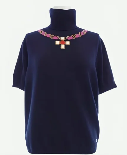 Real Housewives Of Miami Marysol Patton Blue Mock-Neck Sweater