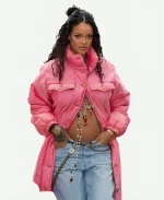 Rihanna Pink Puffer Coat