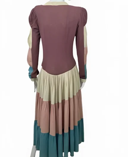 Sarah Jessica Parker Tv Series And Just Like That Season 03 Carrie Bradshaw Tiered Long Sleeve Midi Dress