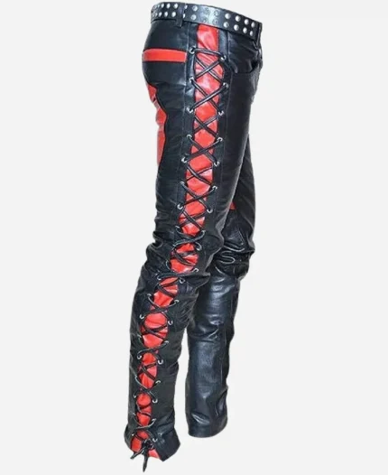 Side and Front Laces Leather Pants For Sale