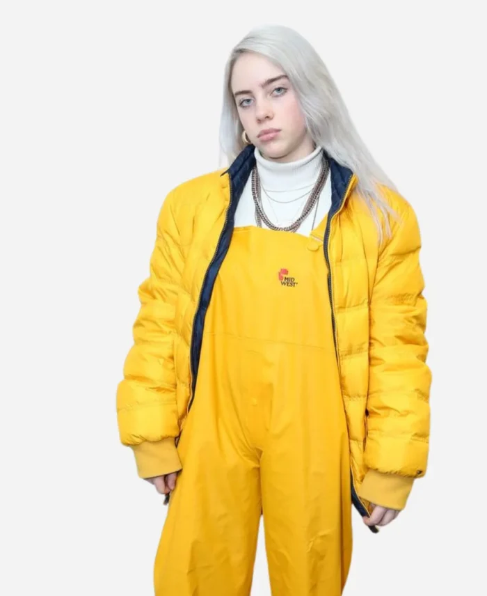 Singer Billie Eilish Lightweight Yellow Oversized Puffer Jacket