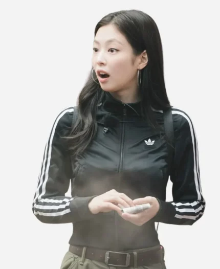 South Korean Singer And Rapper Jennie Kim Adidas Adicolor Classics Firebird Black Track Jacket