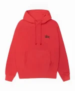 Stussy Red Pullover Oversized Hoodie For Unisex