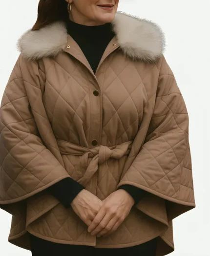 Such Brave Girls Season 02 Louise Brealey Brown Quilted Cape Jacket