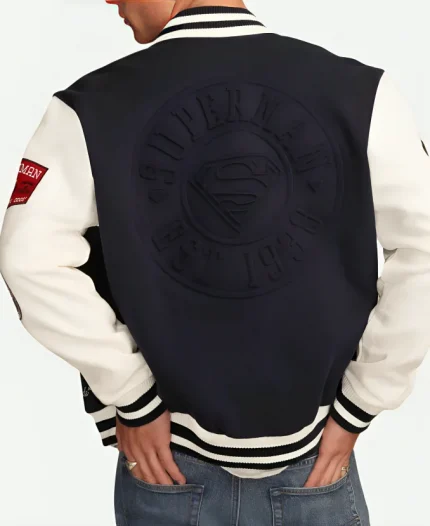 Superman x Lucky Brand Varsity Jacket For Sale