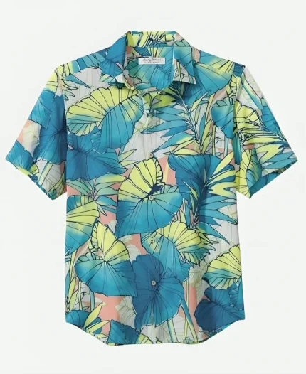 TV-Series Assisted Living Season 06 Mr Brown Blue Leaf Print Shirt