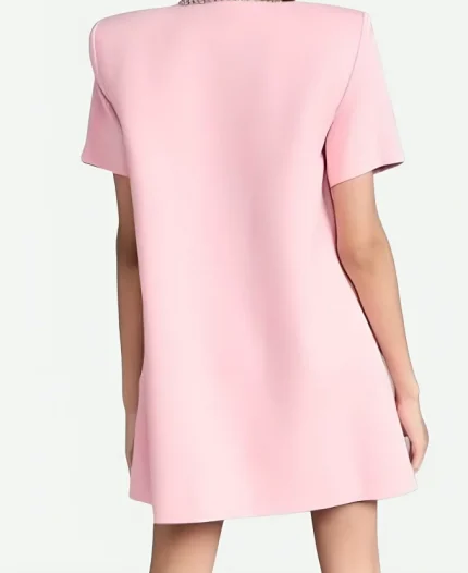 TV-Series Love Hotel Season 01 Shannon Beador Embellished Bow V-Neck Pink Dress