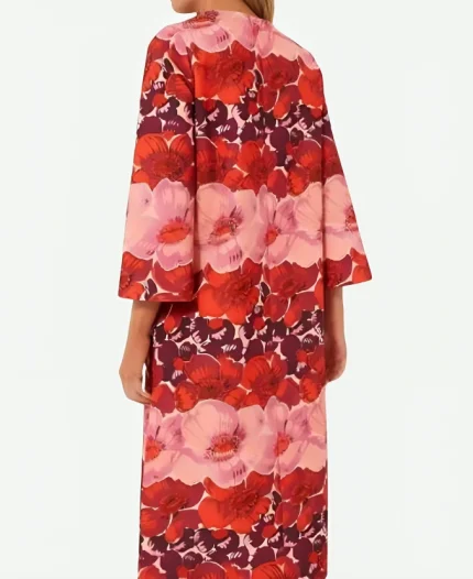 TV-Series Love Hotel Season 01 Shannon Beador Red & Pink Floral Long Sleeve Dress