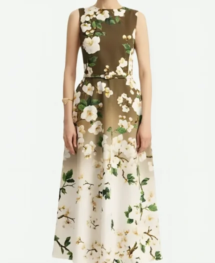 Tamron Hall Show 2025 Tamron Hall Olive Green Cherry Blossom Floral Dress