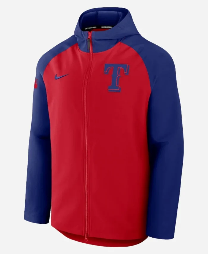 Texas Rangers Nike RedRoyal Authentic Collection Raglan Performance Jacket