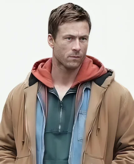 The Running Man 2025 Glen Powell Brown Hooded Jacket
