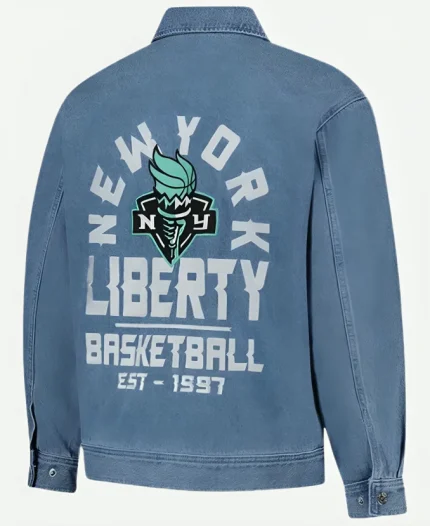 The Wild Collective New York Liberty Full-Zip Blue Denim Jacket For Unisex