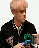 Too Much Leo Reich Black Varsity Jacket