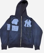 Travis Scott Cactus Jack All Leagues Zip-Up Blue Hoodie