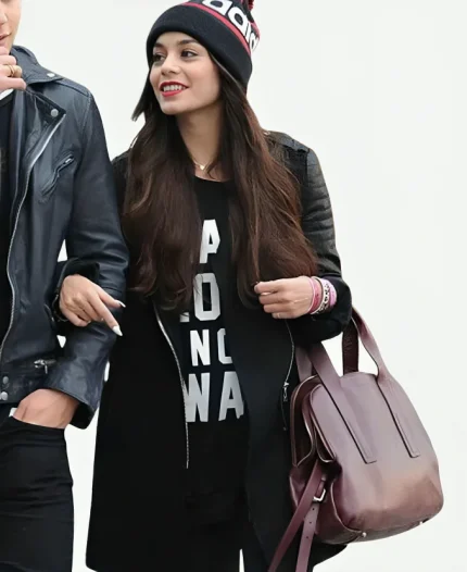 Vanessa Hudgens Black Leather Coat
